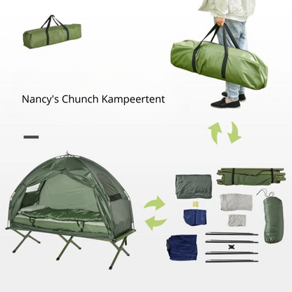 Nancy's Chunch Kampeertent - Camping tent - Met Matras - Groen - ± 195 x 85 x 160 cm