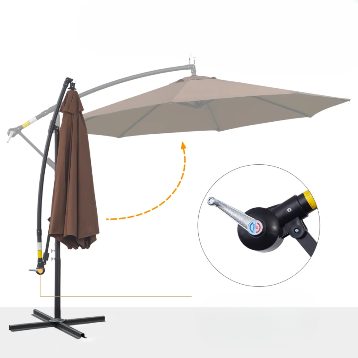 Nancy's Crown Land Sun Garden Cantilever Parasol - Koffie - Ø 300 cm