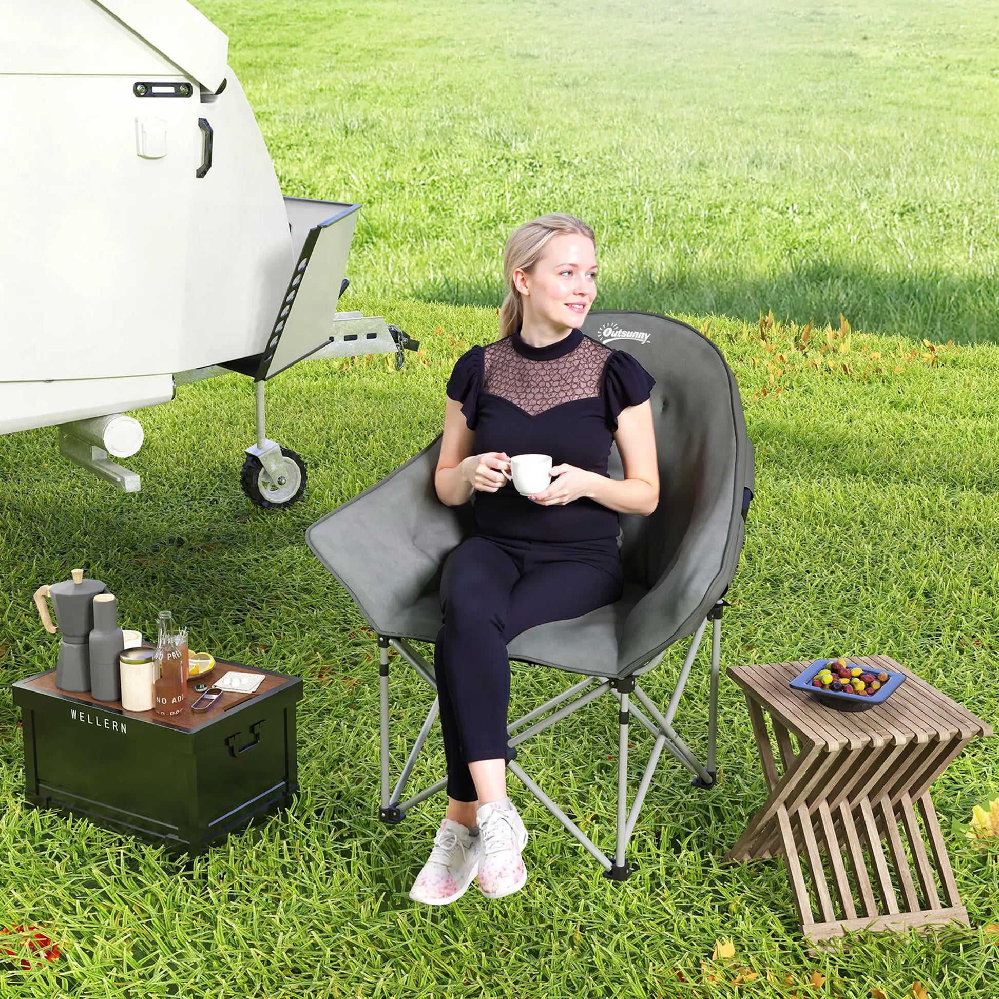Nancy's Drena Campingstoel - Vouwstoel - Draagbaar - Grijs