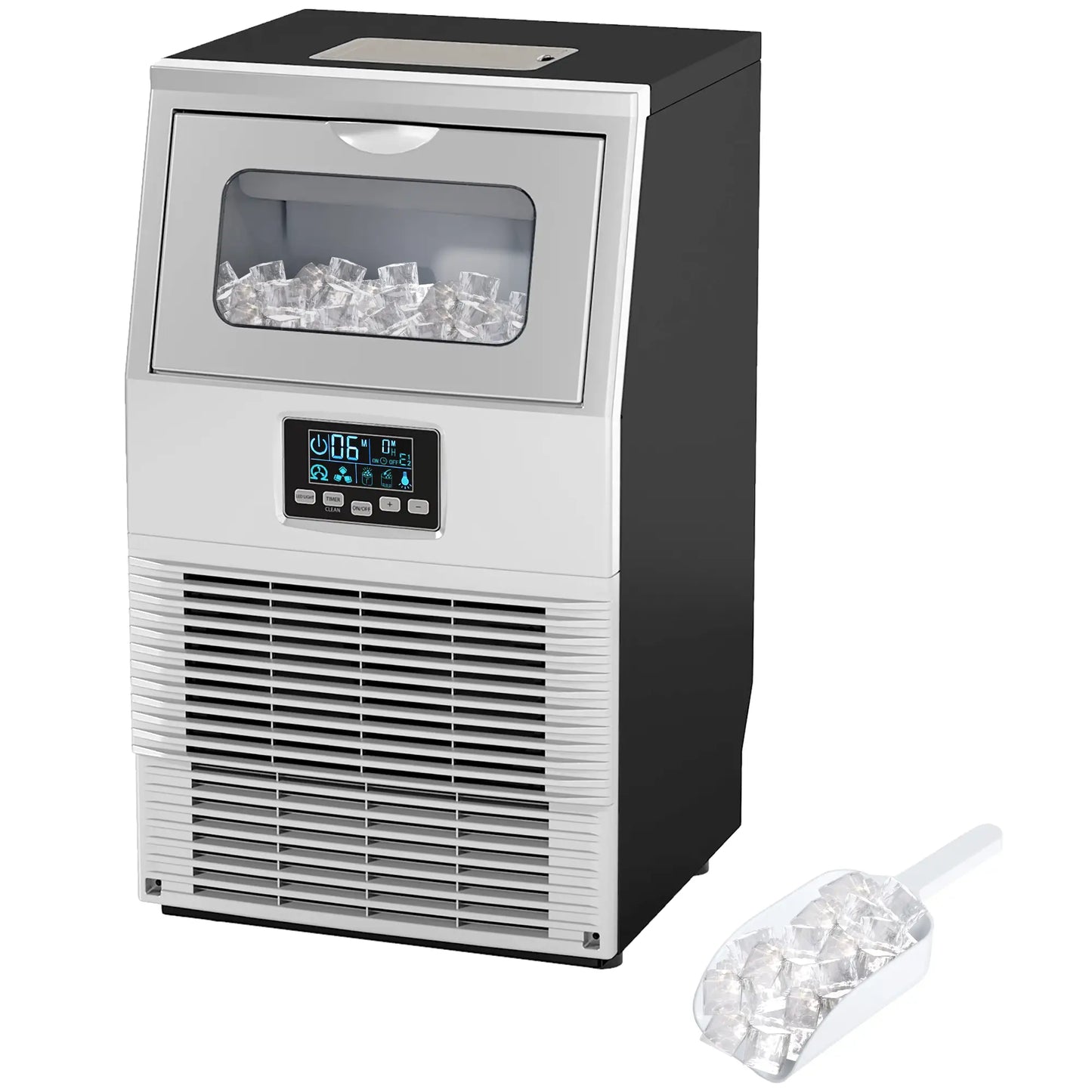 Nancy's Giussago Ijsblokjesmachine - LCD-display - Zelfreiniging & timer - Zilver / Zwart - Staal