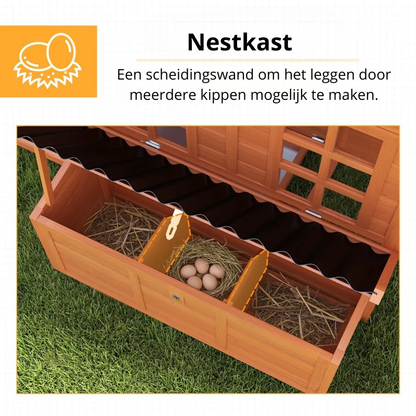 Nancy's Pontenure Kippenhok - Kippenren - Weerbestendig en Stabiel - 4-6 Kippen - Dennenhout - ± 100 x 85 x 100 cm