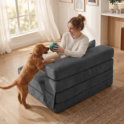Nancy's Squillace Slaapbank - Slaapfauteuil - Vloerstoel - Grijs - Corduroy