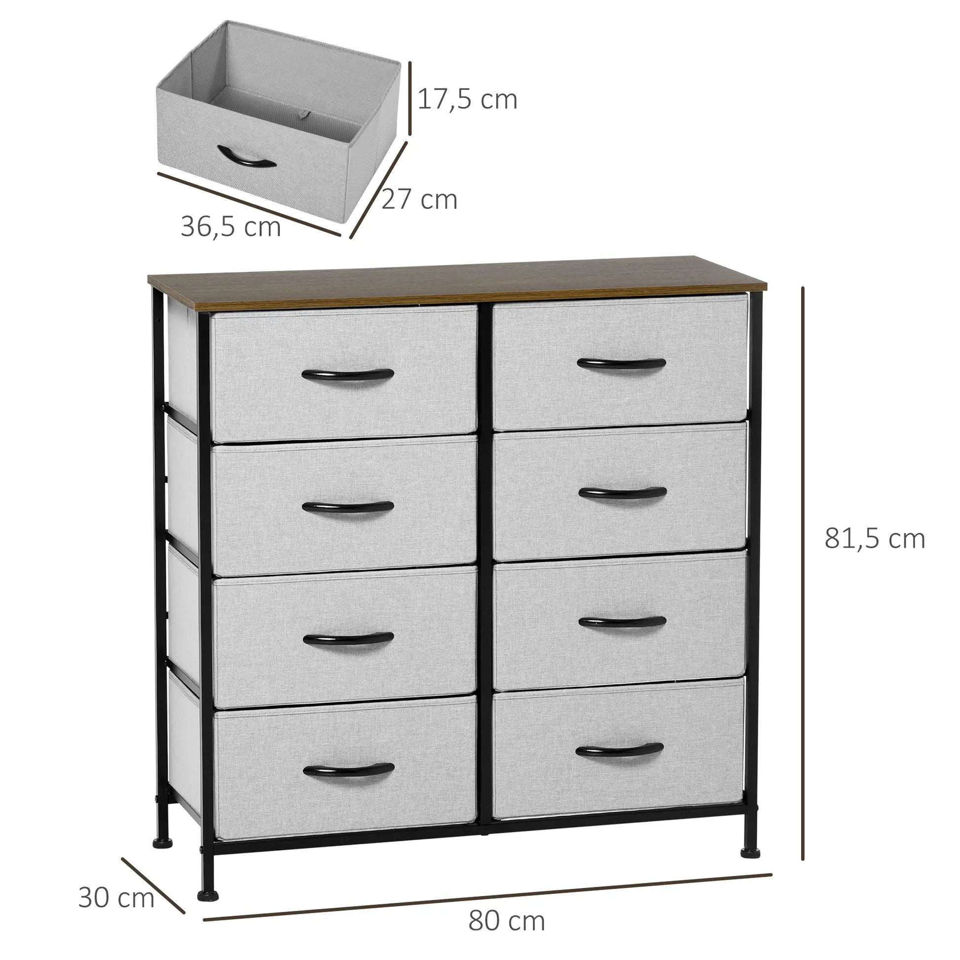 Nancy's Belver Commode - Dressoir - Sideboard - Opbergkast - Grijs - ± 80 x 30 x 80 cm