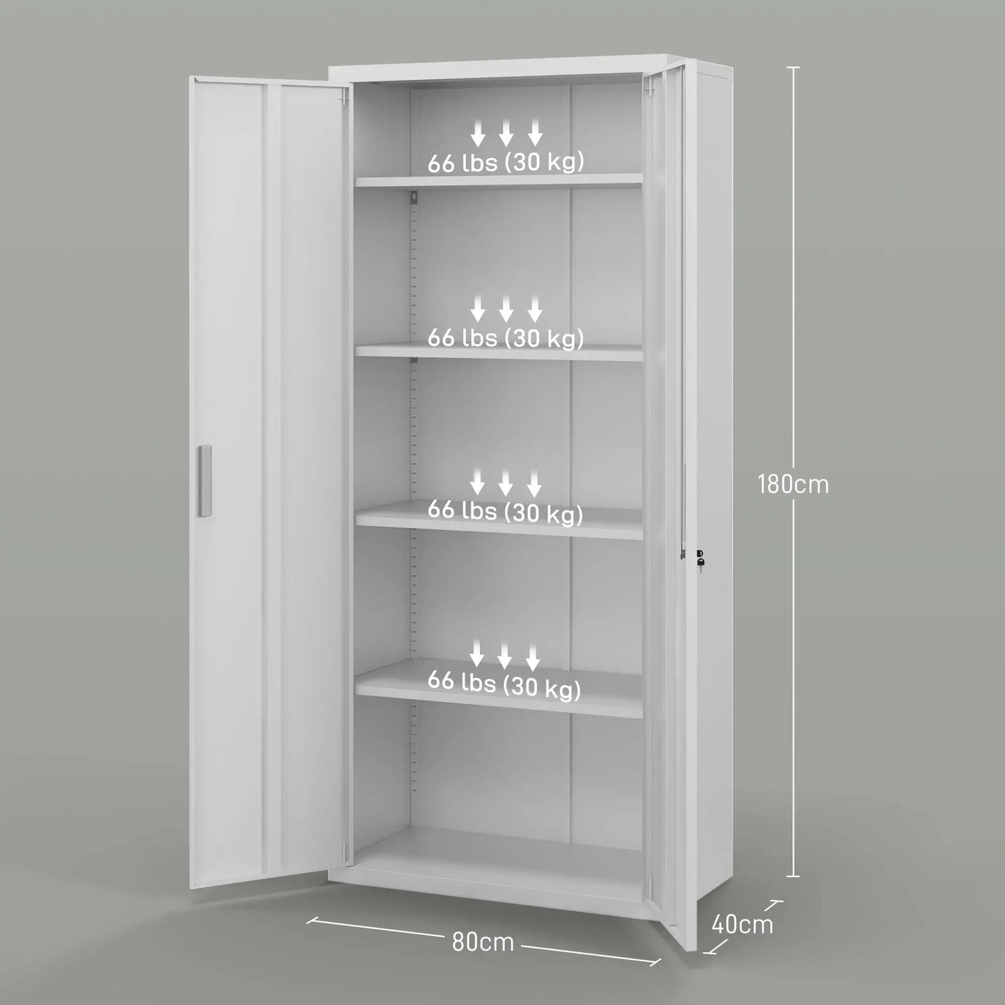Nancy's Lourosa Archiefkast - Dossierkast - Kantoorkast - Wit - Staal - 80 x 40 x 180 cm