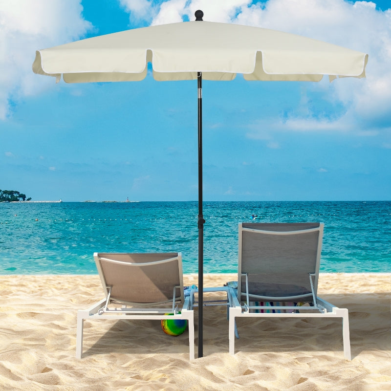 Nancy's Mandeville Parasol - Zonwering - Tuinparasol - Balkonparasol - Crémewit - Opvouwbaar - ± 200 x 130 cm