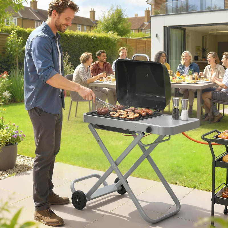 Nancy's Scoppito Kofferbarbecue - Gasbarbecue - BBQ - Royaal Grilloppervlak - Thermometer - Zwart / Zilver