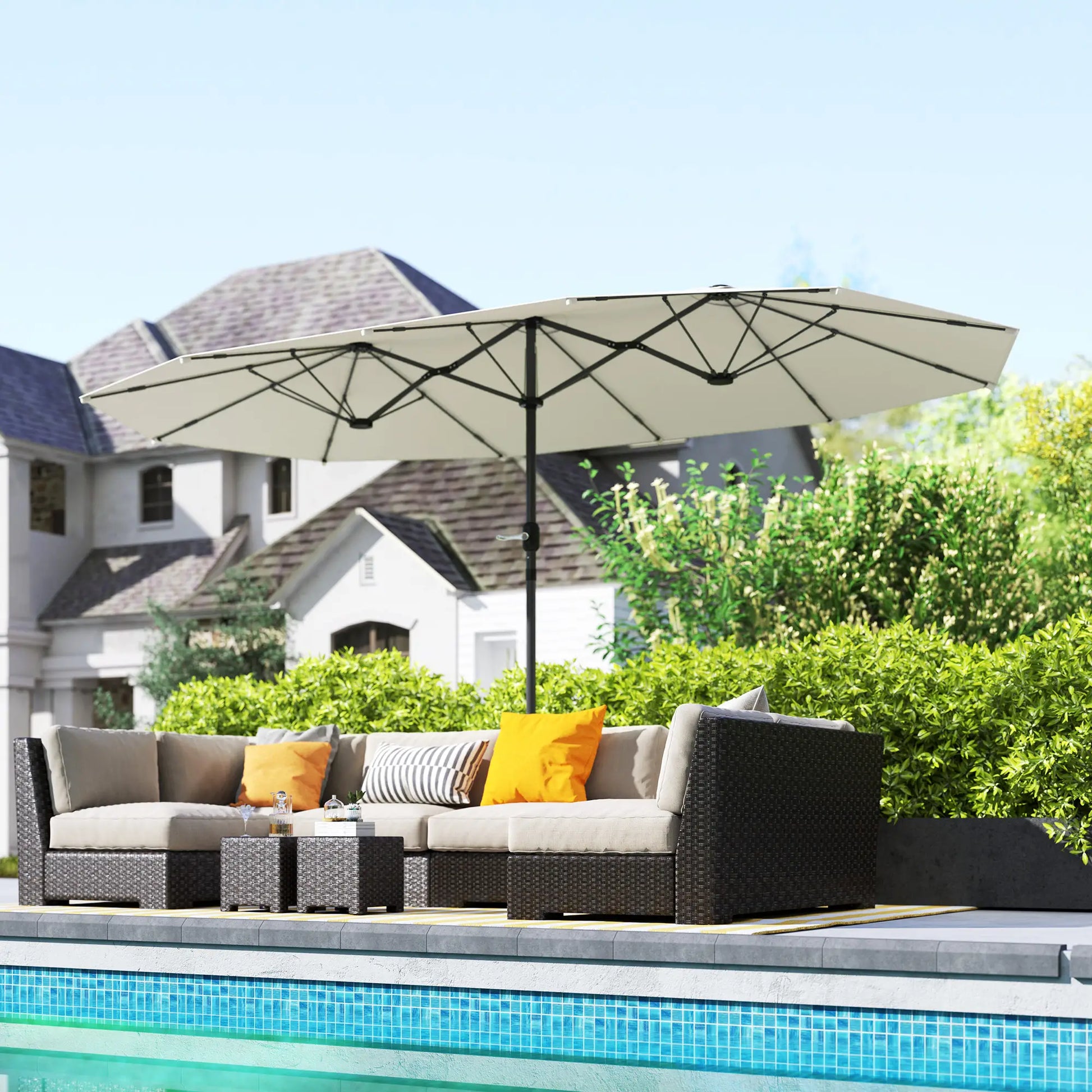 Nancy's Ciconicco Parasol - Tuinparasol - UV-bescherming - Beige - ± 435 x 260 cm