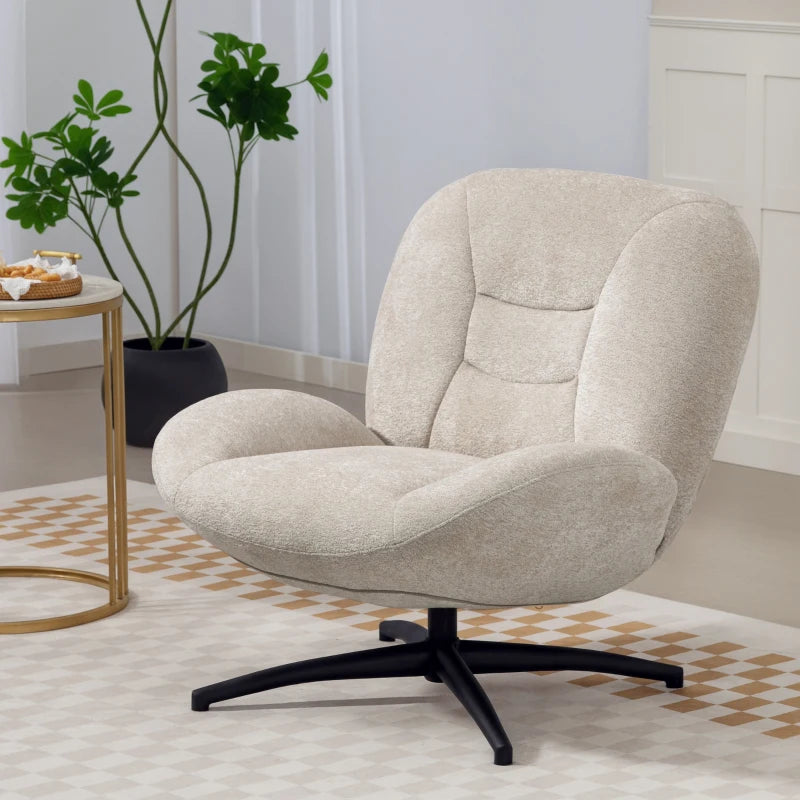 Nancy's Padola Draaifauteuil - Relaxfauteuil - Draaistoel - Crèmewit - Chenille