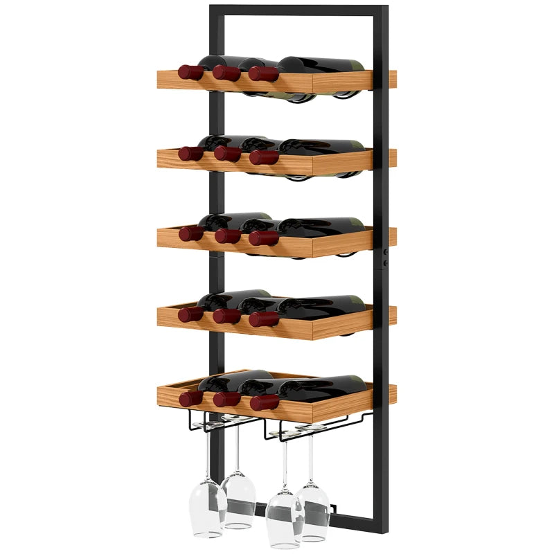 Nancy's Moimenta Wijnrek - Flessenrek - Dennenhout / Staal - ± 35 x 25 x 85 cm 