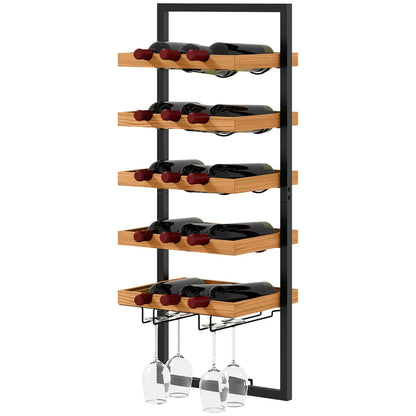 Nancy's Moimenta Wijnrek - Flessenrek - Dennenhout / Staal - ± 35 x 25 x 85 cm 