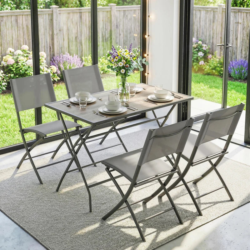 Nancy's Saronno Tuinset - 5-Delige Tuinmeubelset - Tuintafel Set - Grijs