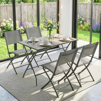 Nancy's Saronno Tuinset - 5-Delige Tuinmeubelset - Tuintafel Set - Grijs