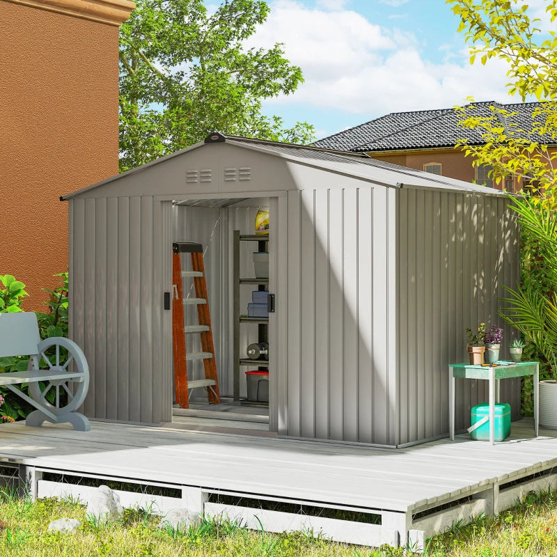 Nancy's Montaione Opbergschuur - Tuinhuisje - Schuur - Gereedschapsschuur - Grijs - Staal - ± 275 x 195 x 190 cm