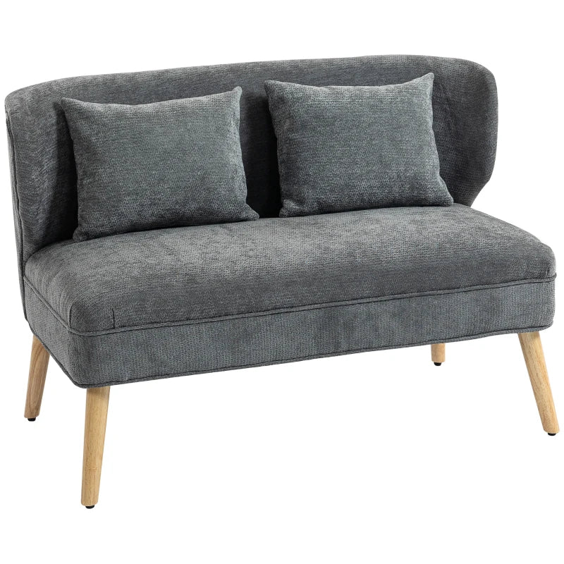 Nancy's Sepino 2-Zitsbank - Tweezitsbank - Woonkamerbank - Zitbank - Grijs - Chenille - ± 115 x 65 x 80 cm