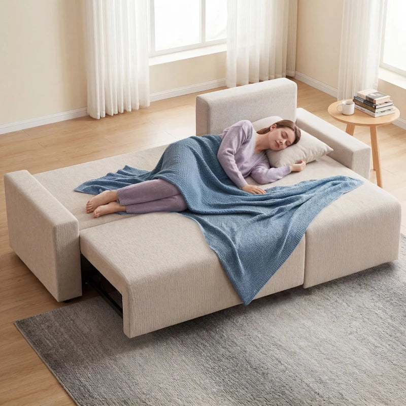 Nancy's Stallavena Slaapbank - Logeerbed - Ligbank - Beige - Suedé