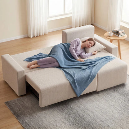 Nancy's Stallavena Slaapbank - Logeerbed - Ligbank - Beige - Suedé