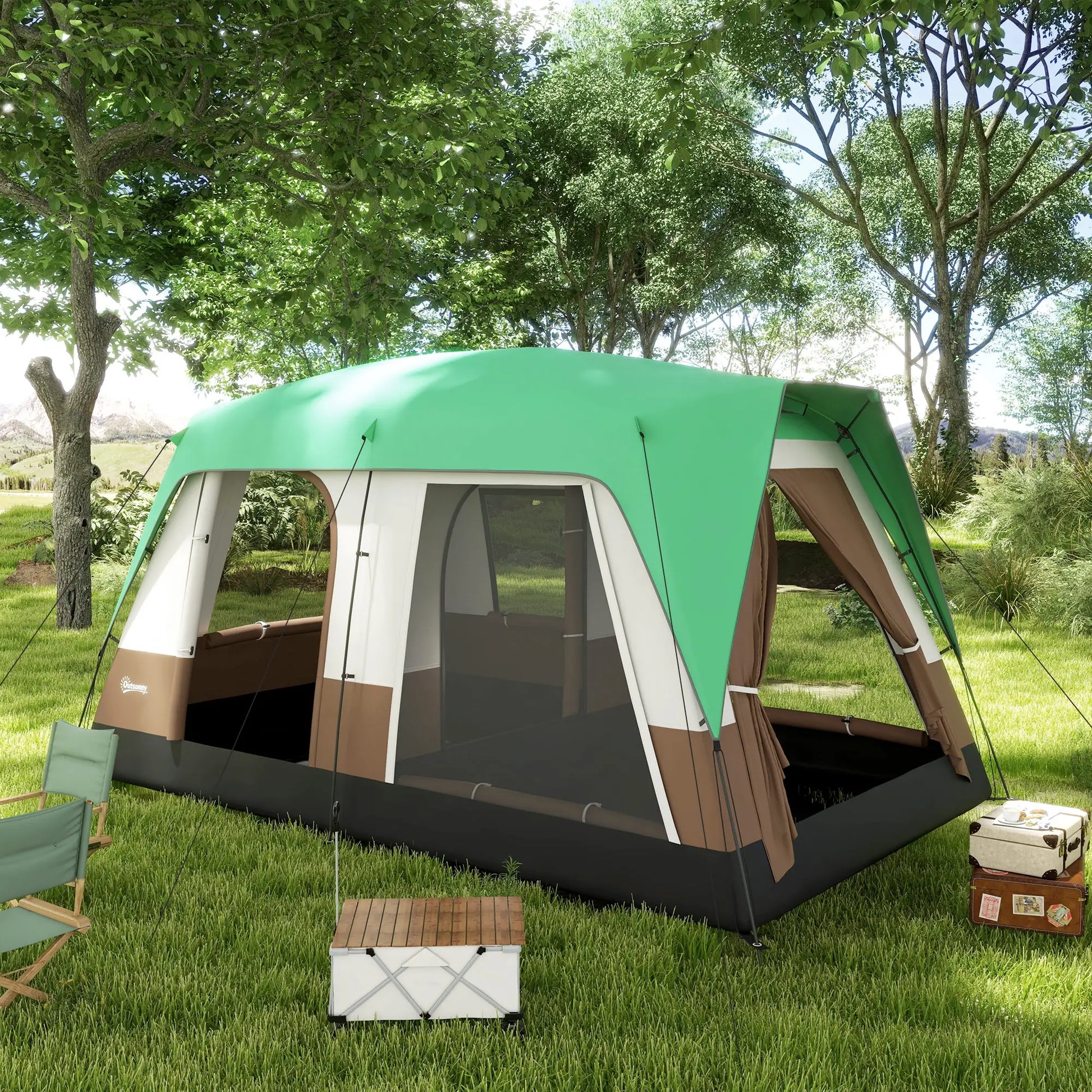 Nancy's Camucia Kampeertent - Camping Tent - Tunneltent - 8 Personen - Groen - 490 x 305 x 225 cm