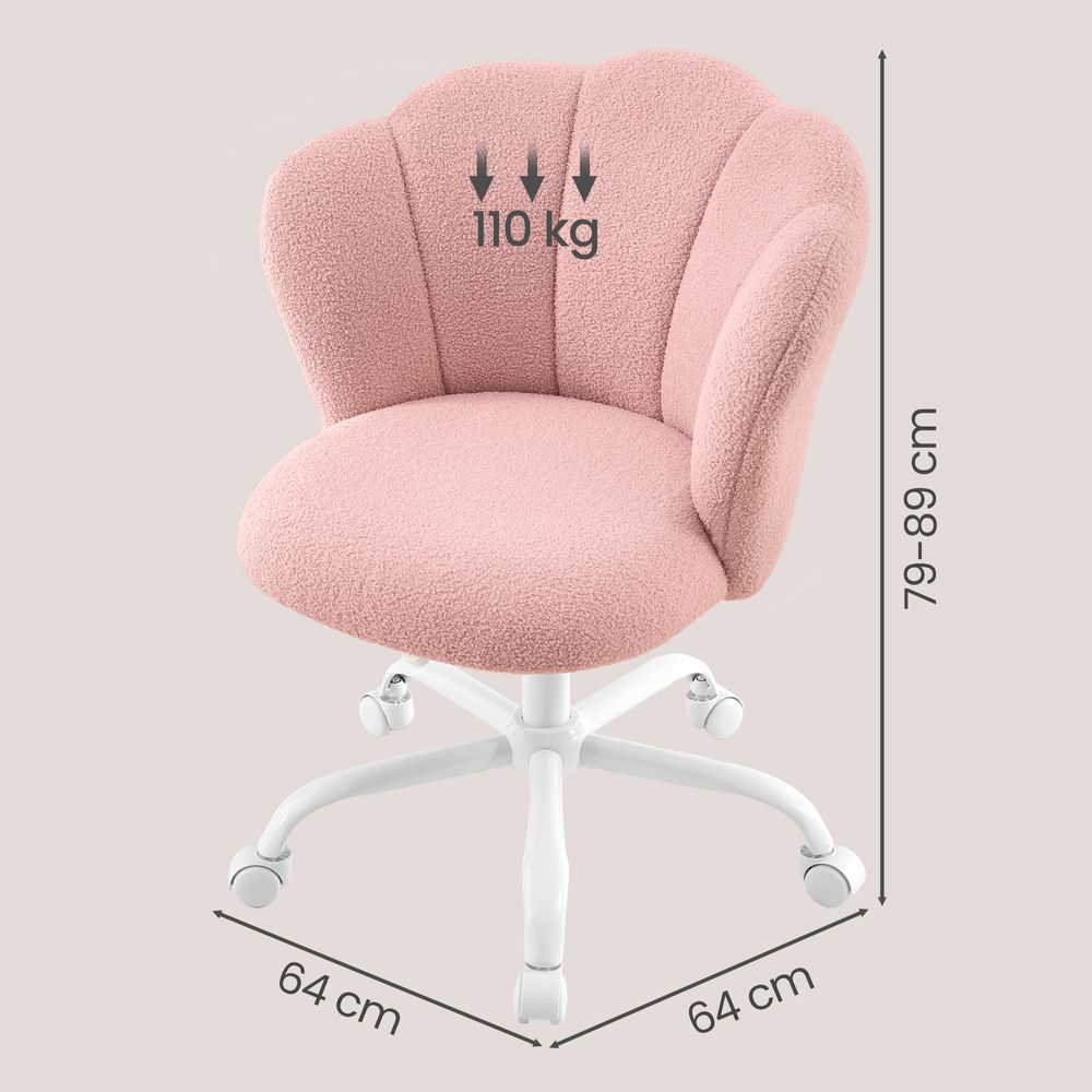 Nancy's Statte Make-Up Krukje - Make Up Stoel - Kaptafel Stoel - Roze - Fleece