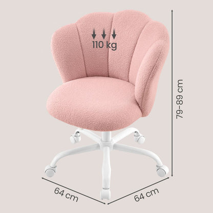 Nancy's Statte Make-Up Krukje - Make Up Stoel - Kaptafel Stoel - Roze - Fleece