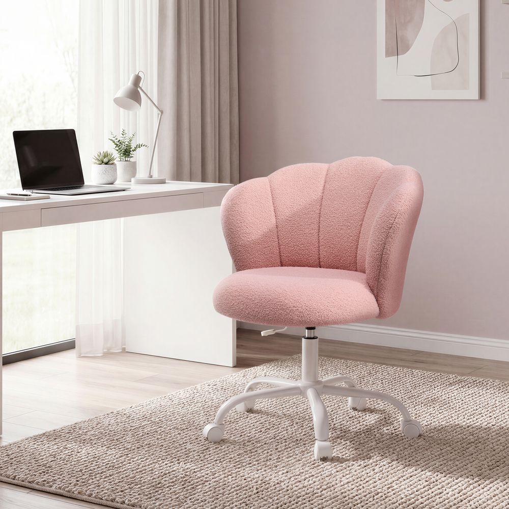 Nancy's Statte Make-Up Krukje - Make Up Stoel - Kaptafel Stoel - Roze - Fleece