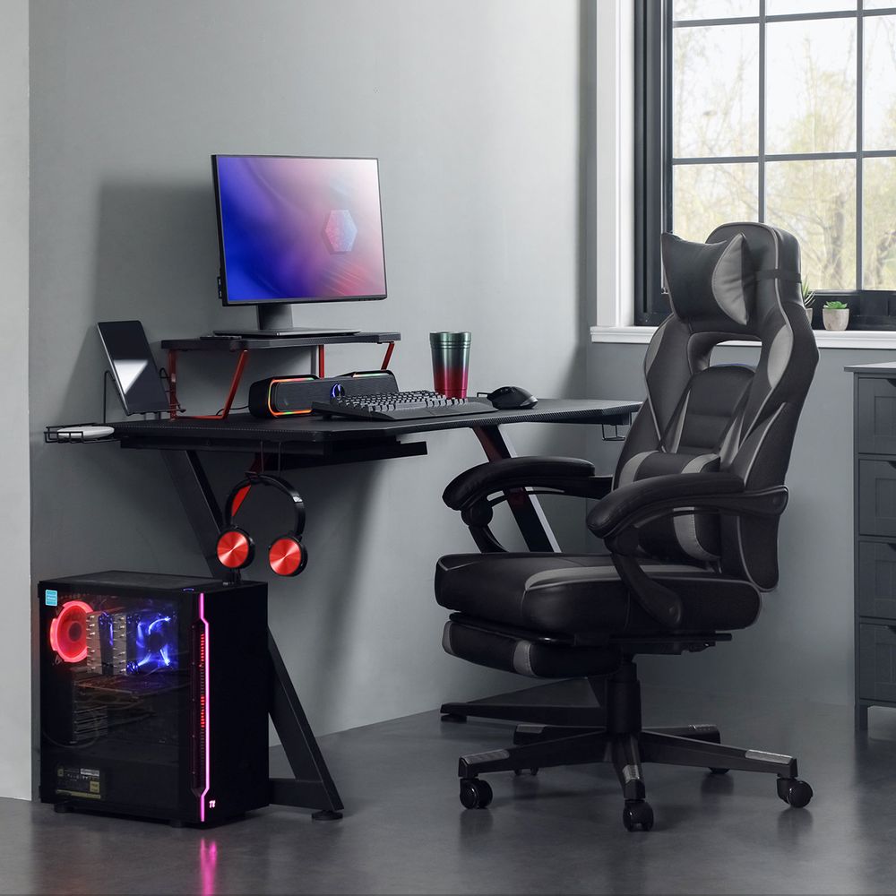 Nancy's Moresco Gamestoel - Gaming Stoel - Bureaustoel - Zwart / Grijs