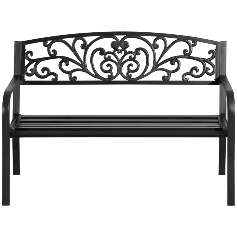 Nancy's Resiutta Tuinbank - Balkonbank - Parkbank - Zwart - Staal - ± 125 x 60 x 85 cm
