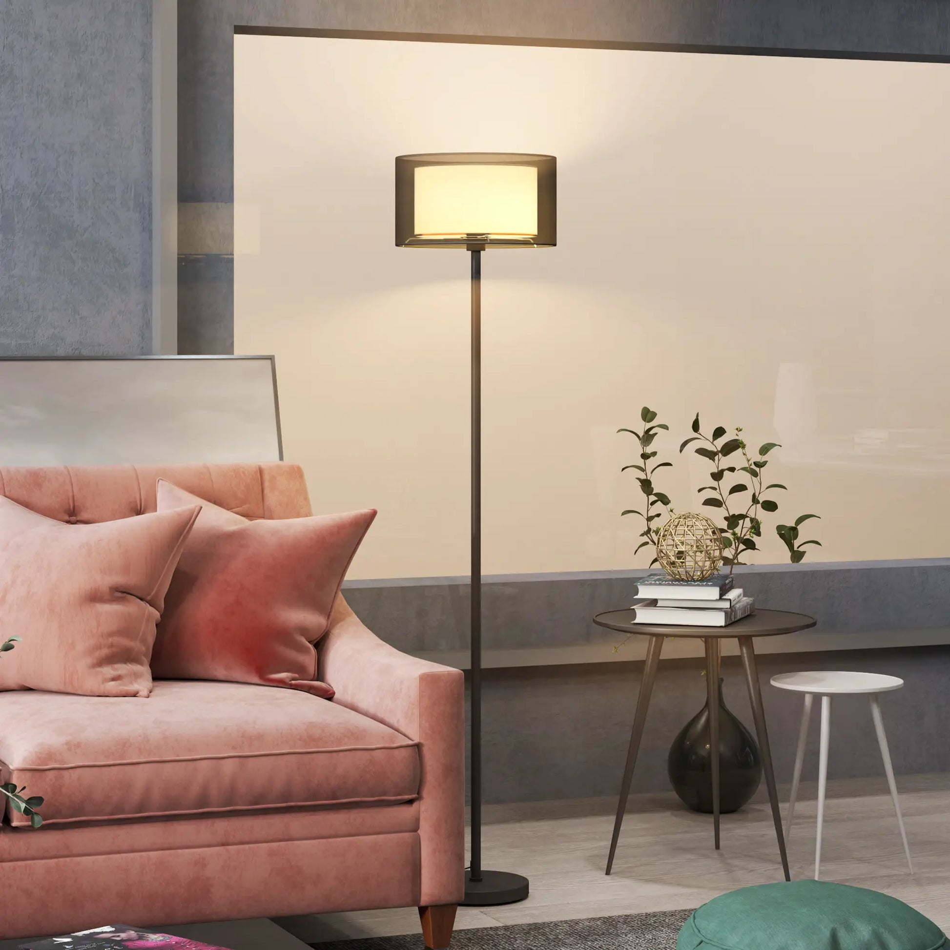 Nancy's Glorenza Vloerlamp - Staande Lamp - Zwart / Wit