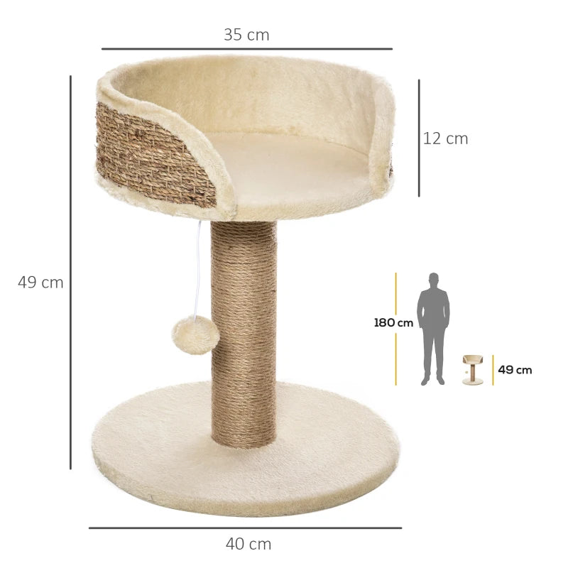 Nancy's Godim Krabpaal - Kattenbed - Met Speelbal - Natuurlijk / Créme Wit - ± 40 x 40 x 50 cm