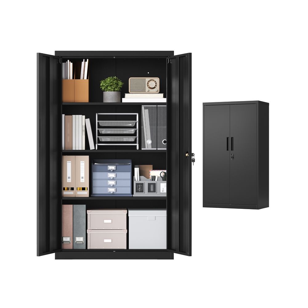 Nancy's Settefrati Archiefkast - Kantoorkast - Dossierkast - Zwart - Staal - 80 x 40 x 140 cm
