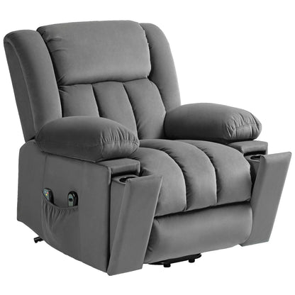 Nancy's Colmeal Sta op stoel - Opsta stoel - Massagestoel - Relaxfauteuil - Donkergrijs - Fluweel