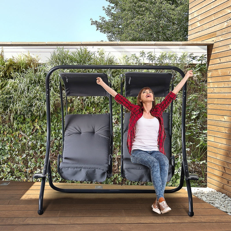 Nancy's Taag Swing Bench - Garden Swing - 2-Seater - Light Gray - ± 170 x 135 x 170 cm
