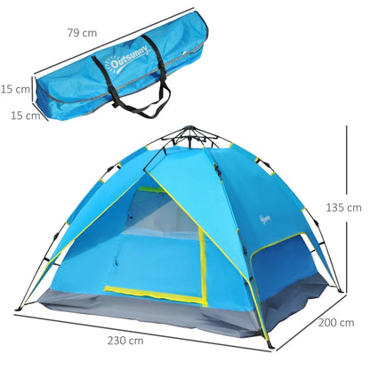 Tente de camping Nancy's Valongo - Tente de camping - 3 à 4 personnes - Bleu - 230 x 200 x 135 cm