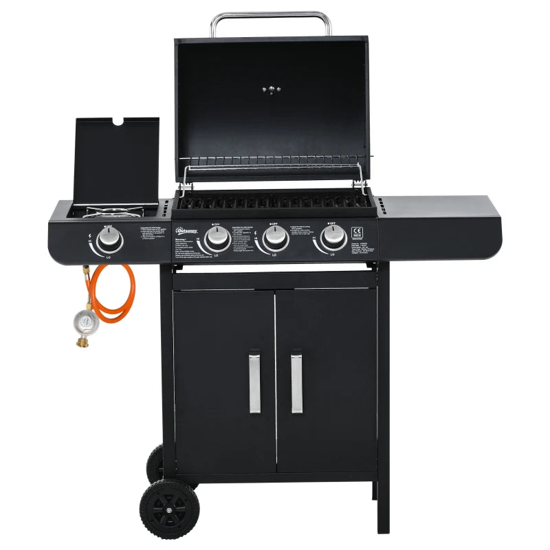 Nancy's Chorente Barbecue - BBQ - Grill - Gas barbecue - Met 3 branders en warmhoudrek - Staal - Zwart