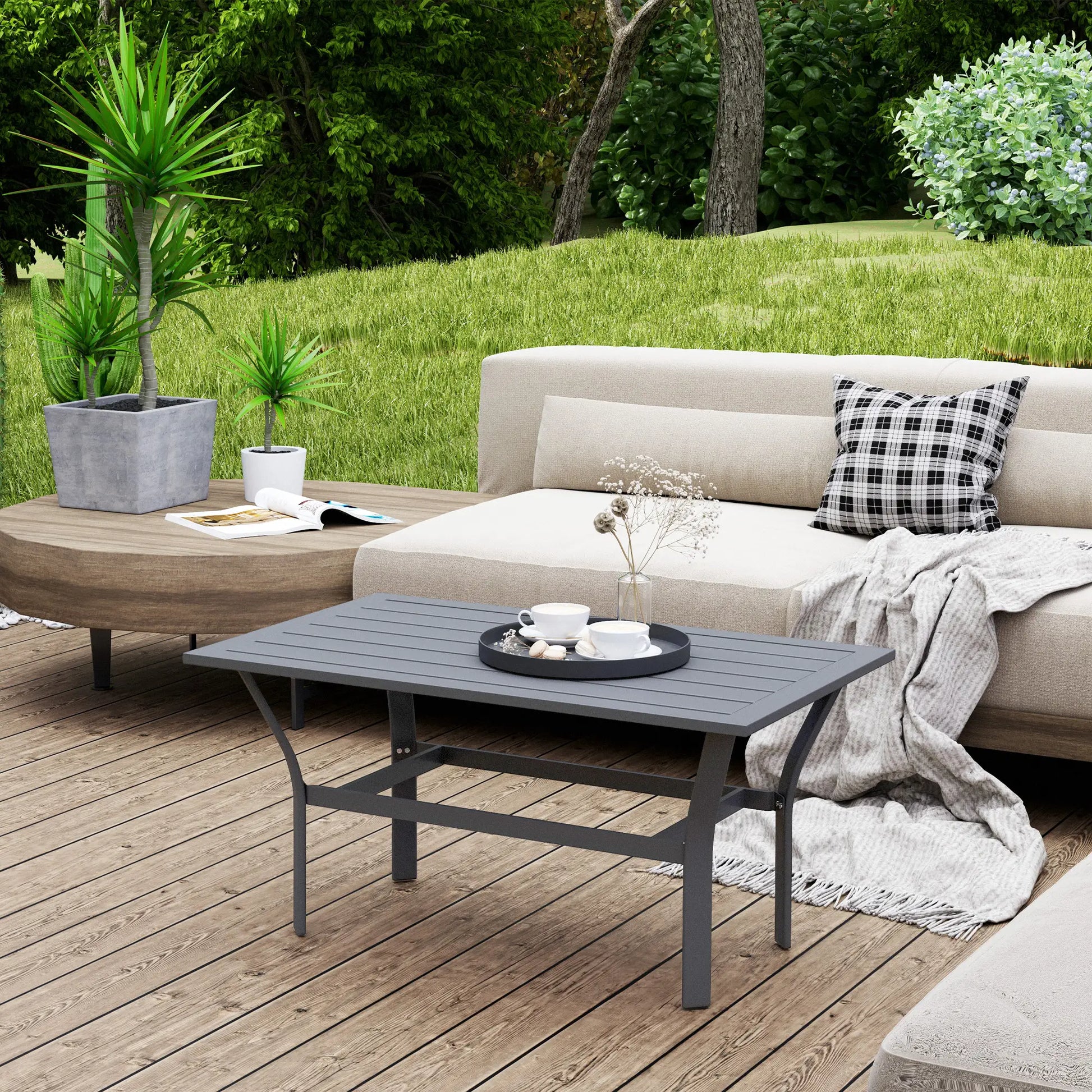 Nancy's Cormons Tuintafel - Terrastafel - Tafel voor Buiten - Grijs - Staal - ± 90 x 55 x 45 cm