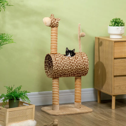 Nancy's Tortora Kattenboom - Klimboom voor katten - Krabpaal in Giraffeontwerp - Beige - ± 50 x 35 x 100 cm