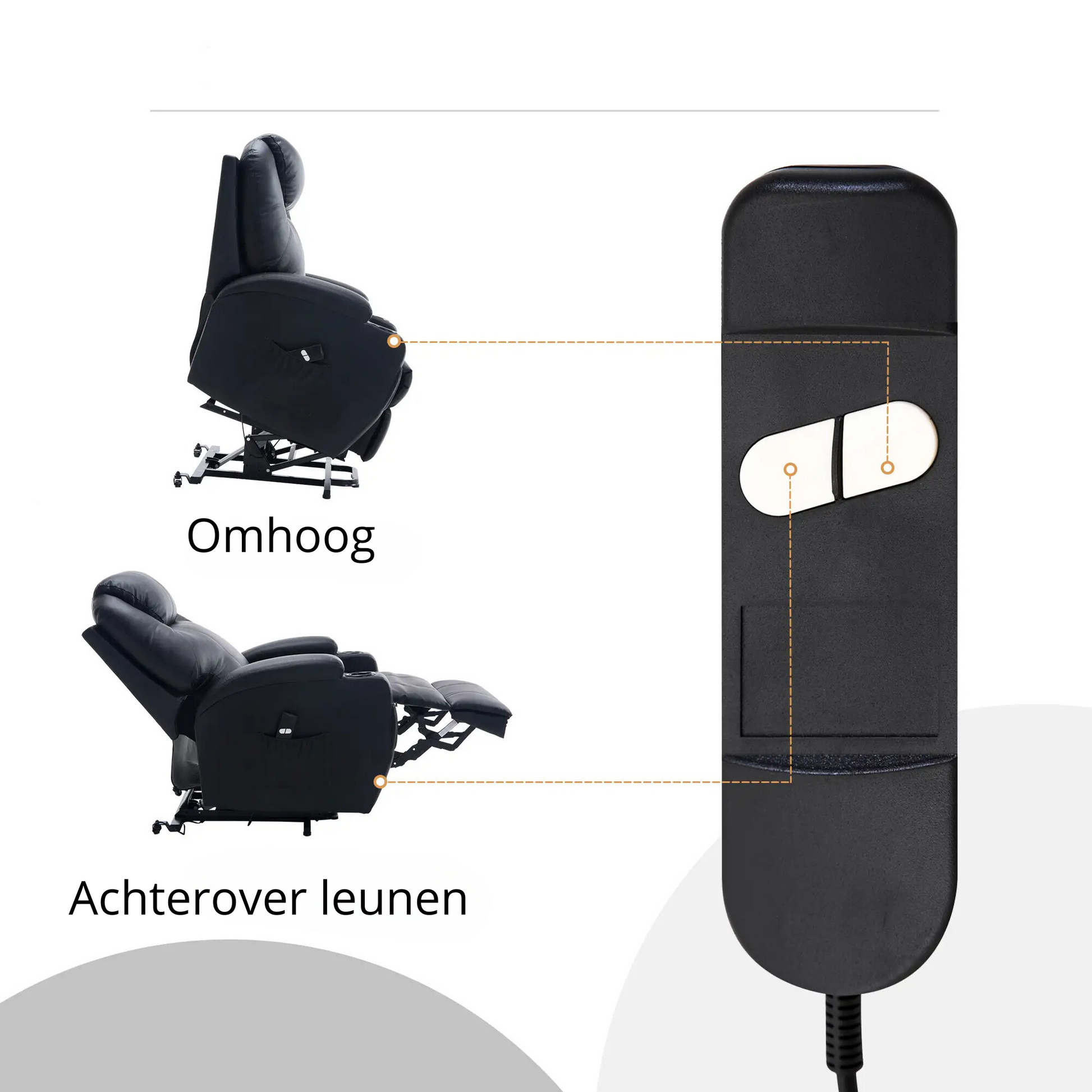 Nancy's Fornos Sta op stoel - Opstastoel - Seniorenstoel - Relaxfauteuil - Zwart - Kunstleer