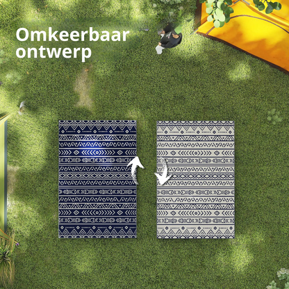 Nancy's Guimarei Buitenkleed - Buiten Tapijt - Buiten Vloerkleed - Tuinkleed - Dubbelzijdig - Blauw/Wit - ± 180 x 275 cm