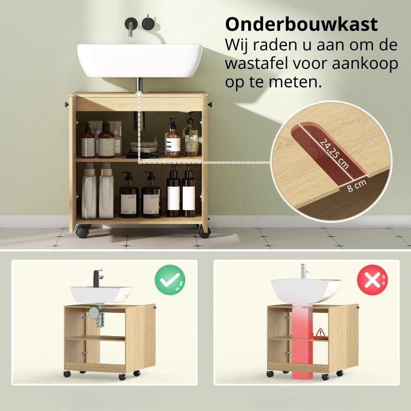 Nancy's Pedesina Wastafelkast - Badkamerkast - Wastafelonderkast - Hout look - ± 60 x 40 x 60 cm