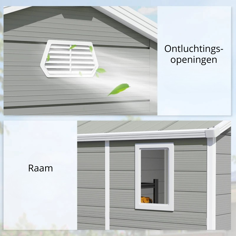 Nancy's Pellizzano Opbergschuur - Tuinschuur - Gereedschapsschuur - Tuinhuisje - Lichtgrijs - Aluminium - ± 240 x 190 x 230 cm