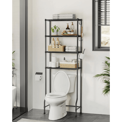 Nancy's Bentivoglio Toiletkast - Toilet Meubel - Badkamerrek - Wasmachinerek - Zwart - Staal - ± 60 x 30 x 175 cm