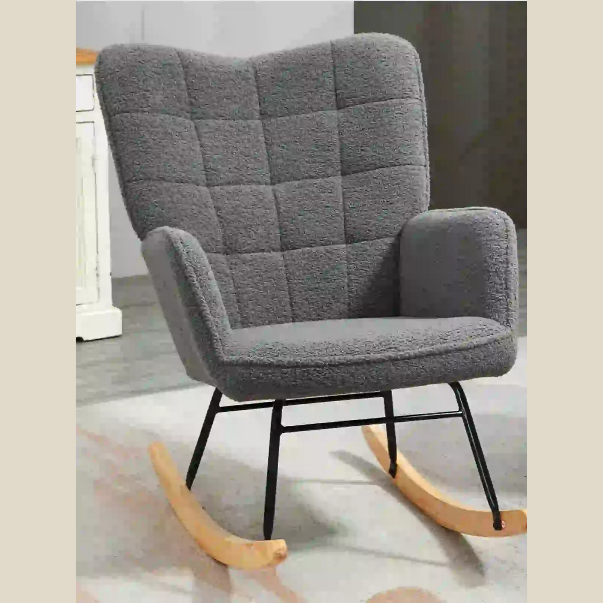 Nancy's Tazem Schommelstoel - Loungestoel - Relaxstoel - Grijs - Fleece