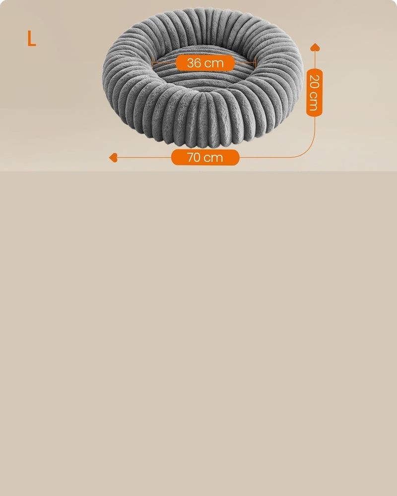 Nancy's Pianoro Hondenkussen - Hondenmand - Hondenbed - Rond - Grijs - Ø 70 x 20 cm