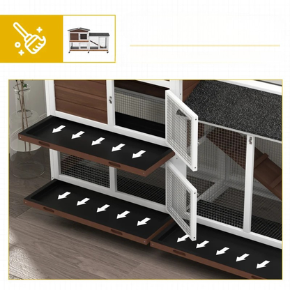 Nancy's Pisticci Dierenhok - Konijnenhok - Dierenkooi - Bruin / Zwart - Dennenhout - ± 155 x 55 x 100 cm