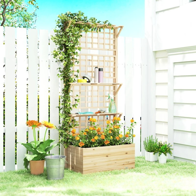 Nancy's Pornassio Plantenbak - Bloembak - Klimplantenbak - Verhoogde Plantenbak - Dennenhout - ± 75 x 45 x 175 cm