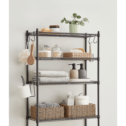 Nancy's Bentivoglio Toiletkast - Toilet Meubel - Badkamerrek - Wasmachinerek - Zwart - Staal - ± 60 x 30 x 175 cm