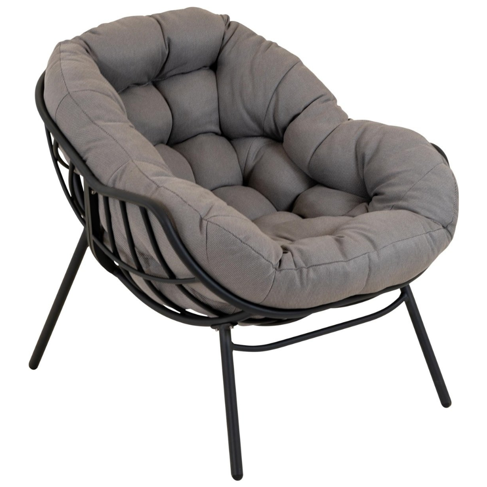 Nancy's Cluzy Loungestoel - Tuinstoel - Relax Stoel - Zwart / Grijs