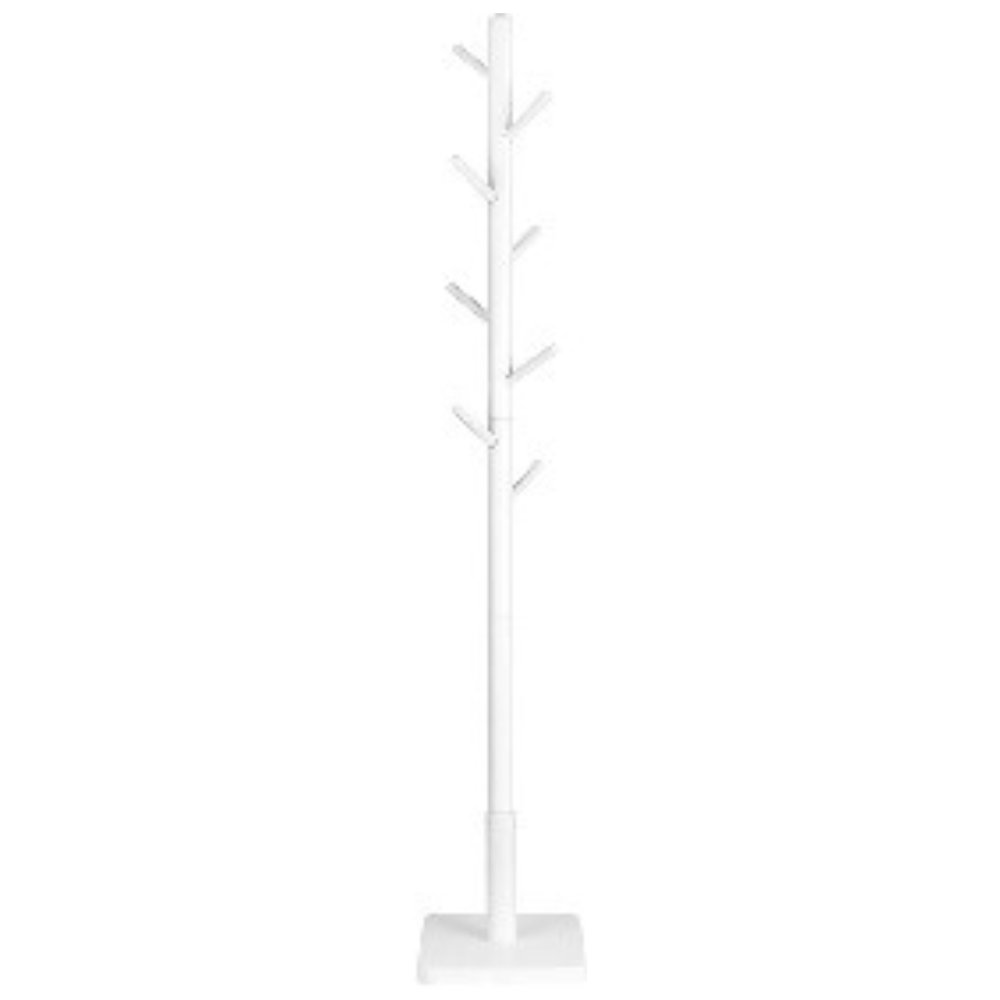 Nancy's Caxton Staande Kapstok - Kledingrek - Garderobe - 8 Haken - Wit - Rubberhout