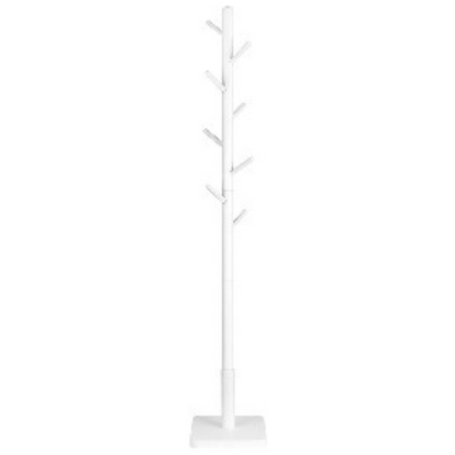 Nancy's Caxton Staande Kapstok - Kledingrek - Garderobe - 8 Haken - Wit - Rubberhout