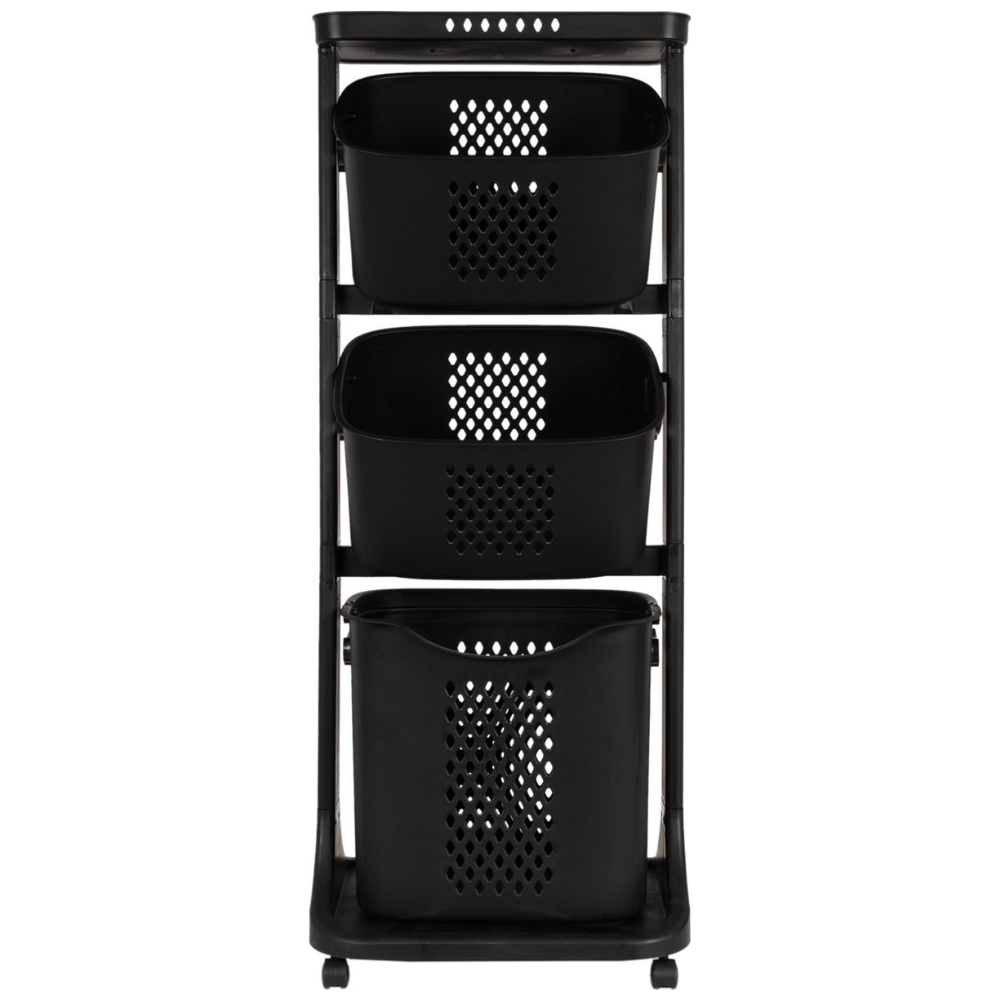 Eleganca Mobile laundry basket with three compartments Black