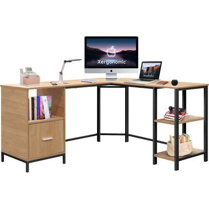 Xergonomic Corner Desk Black/Natural
